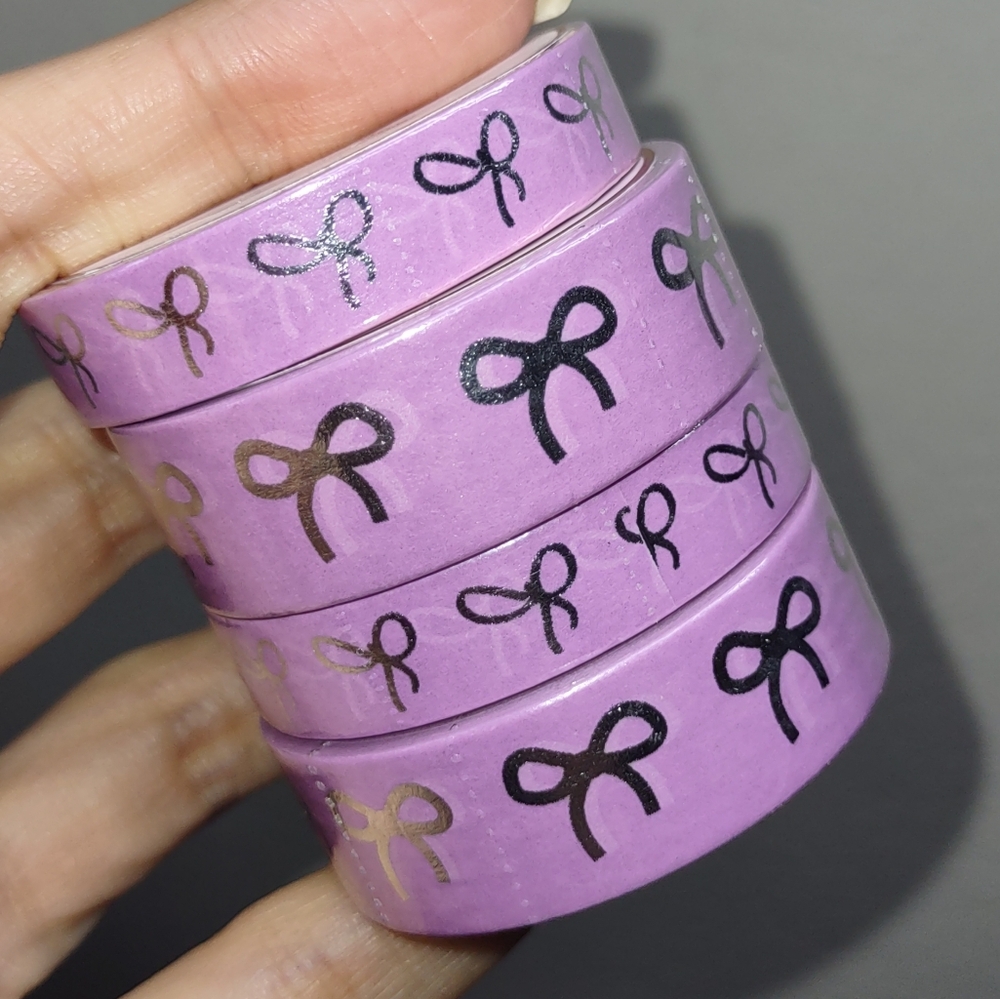Simply Gilded Washi Tape - English Lavender w/ Silver Foil Bows